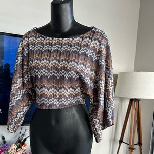 Arden B Multicolor Chevron Crop Blouse